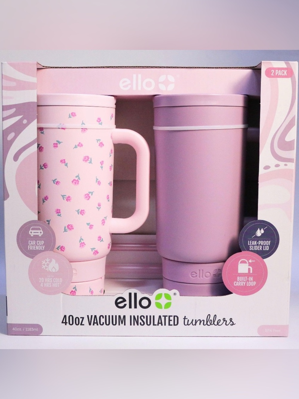 Ello Port 40-oz. Stainless Steel Tumbler with Handle, 2-Pack.